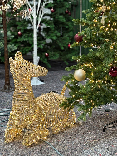 Gold lighted metal reindeer - metal,
