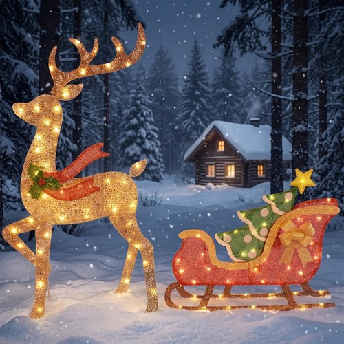 Lighted reindeer and - lighted,