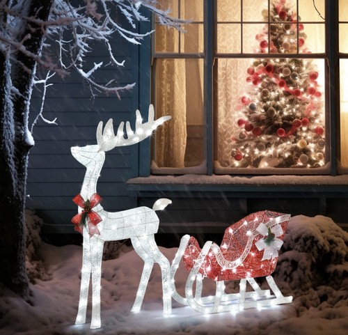 Christmas reindeer sleigh - &,