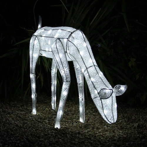 Large white led reindeer - large,