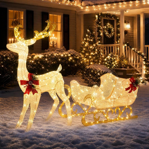 Light reindeer and - up, sleigh