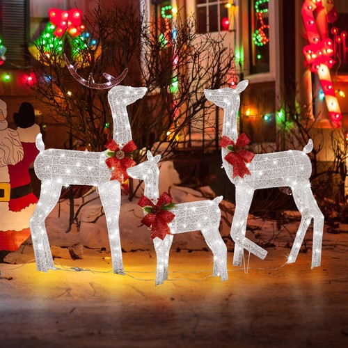 3pcs pre lit reindeer - 2d,