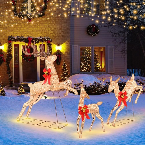 Light reindeer family 3 - reindeer, family,