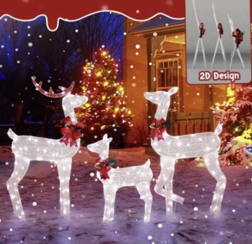 3pc outdoor christmas reindeer - christmas,
