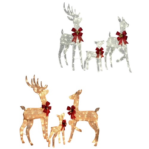 3pc lighted christmas reindeer - lighted,