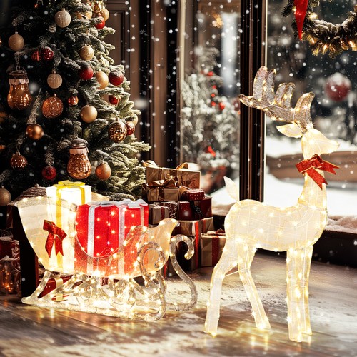 Light reindeer and sleigh - light,