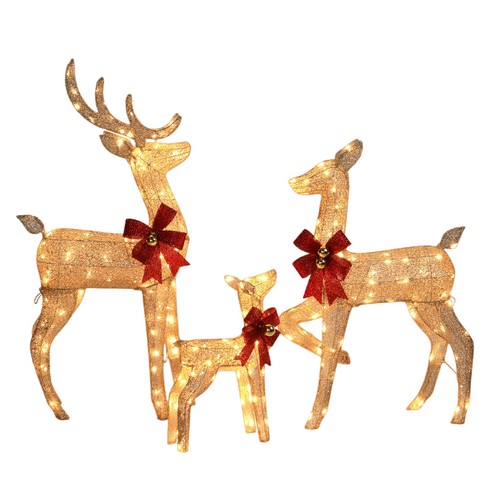 3pc brown christmas reindeer - christmas,