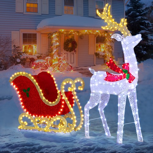 Lighted reindeer sleigh - lighted,