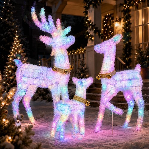 4ft lighted reindeer family - lighted,