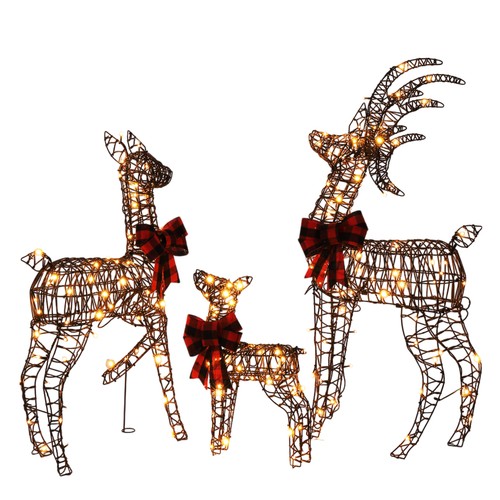 3pcs pre lit christmas - christmas, rattan