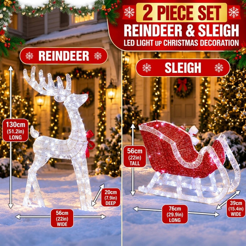 4ft christmas reindeer sleigh - 4ft,