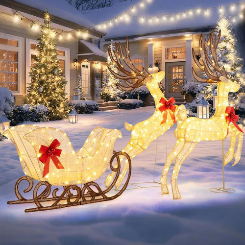 Light reindeer sleigh - reindeer,