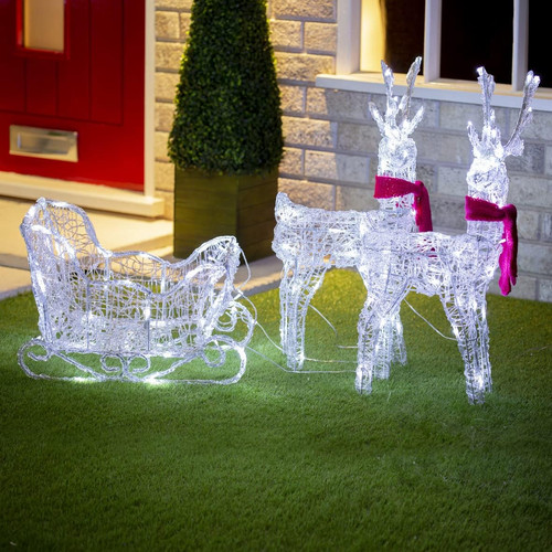 Light reindeer and sleigh - reindeer,