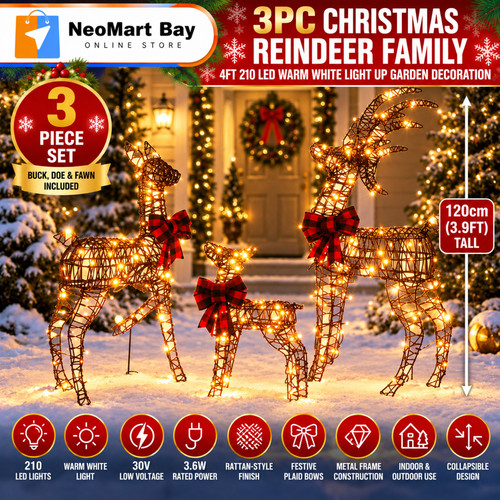 3pc christmas reindeer family - 3pc,